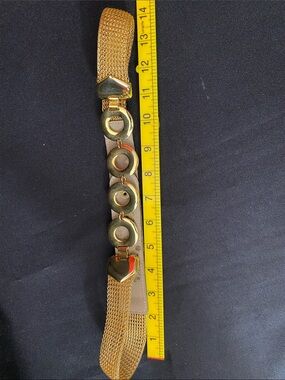 Gold-Tone Mesh Belt with Circular Accents